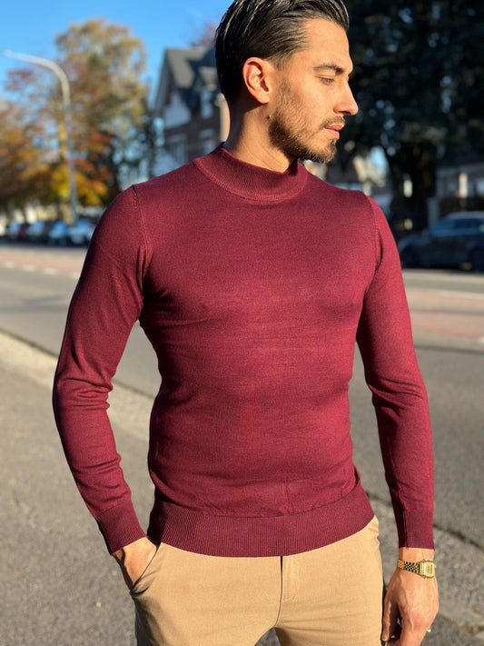 PULL COL MONTANT BORDEAUX