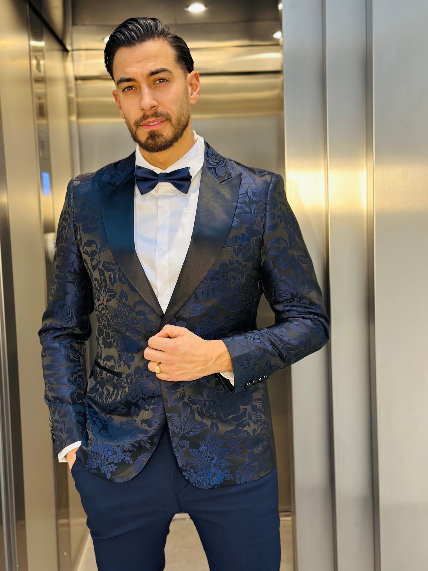 BLAZER FLEURS BLEU