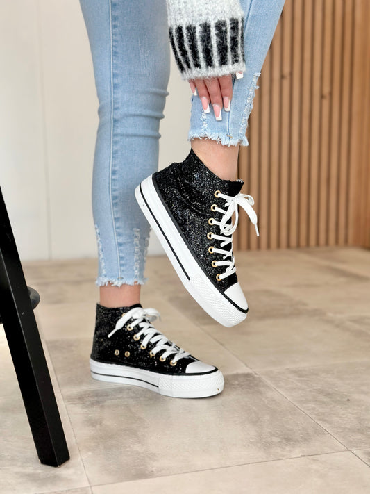 SNEAKERS «full paillettes » noir