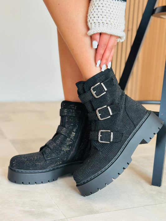 Bottines «Grunge» Noir Strass