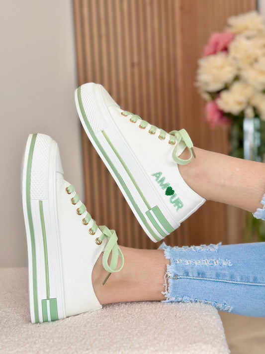 SNEAKERS «amour» menthe