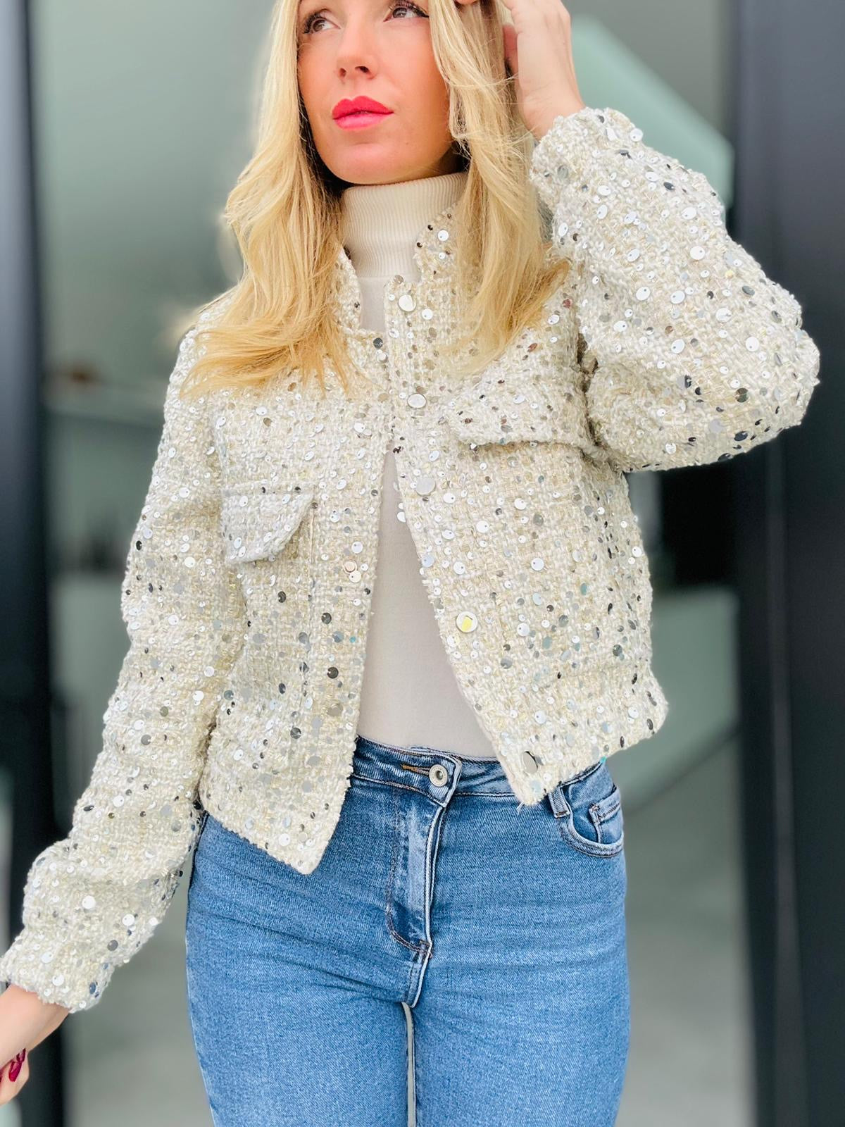 Veste "HÉLÈNE" BEIGE SEQUIN