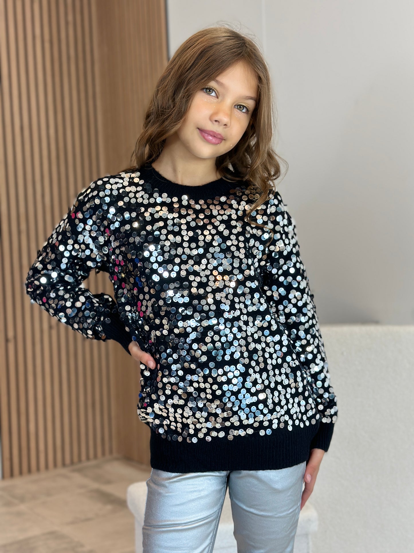 PULL SEQUIN ARGENTÉ  le