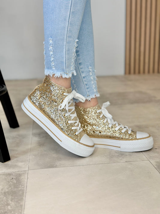 SNEAKERS « full paillettes » doré