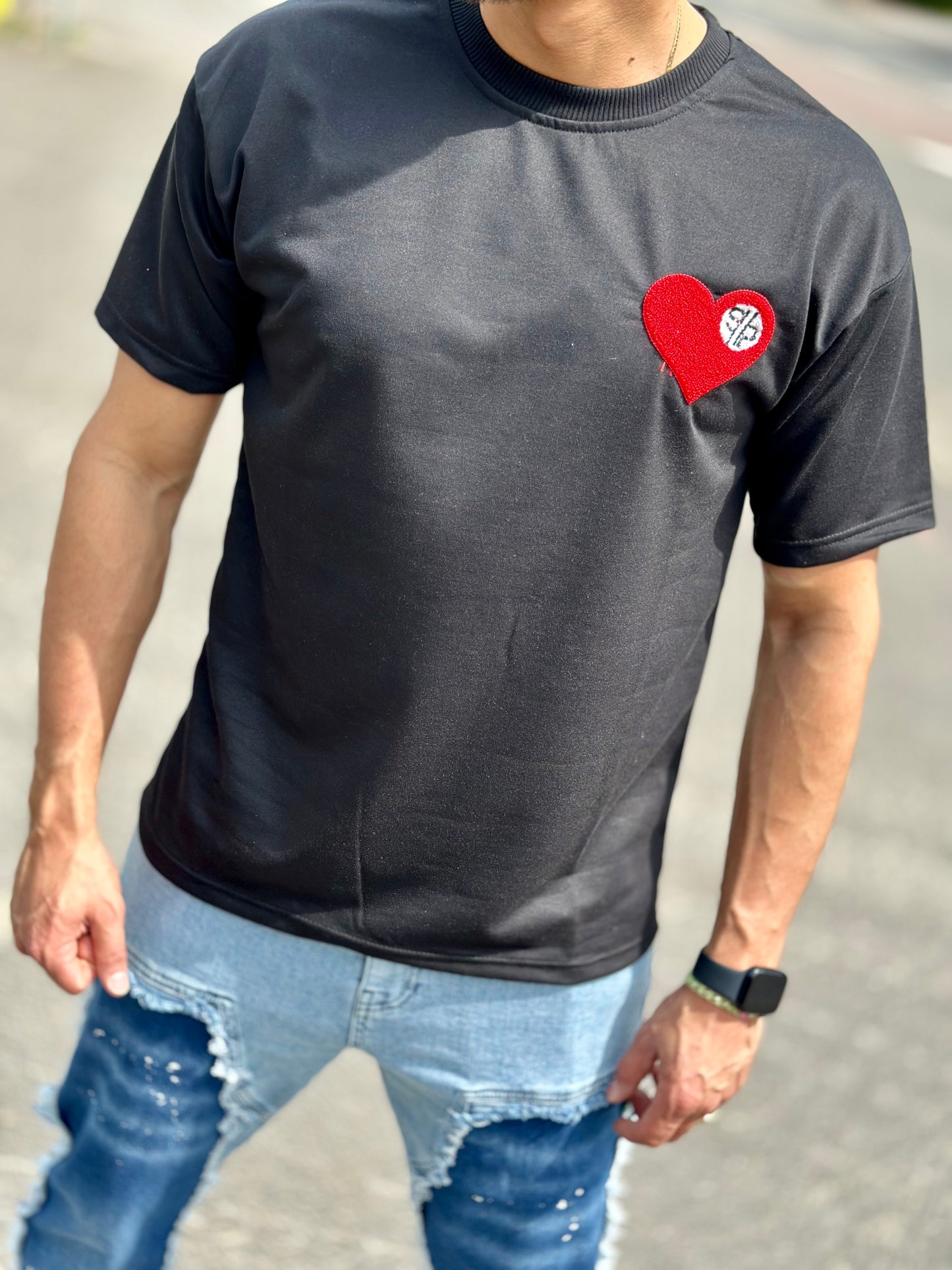 T SHIRT HEART NOIR