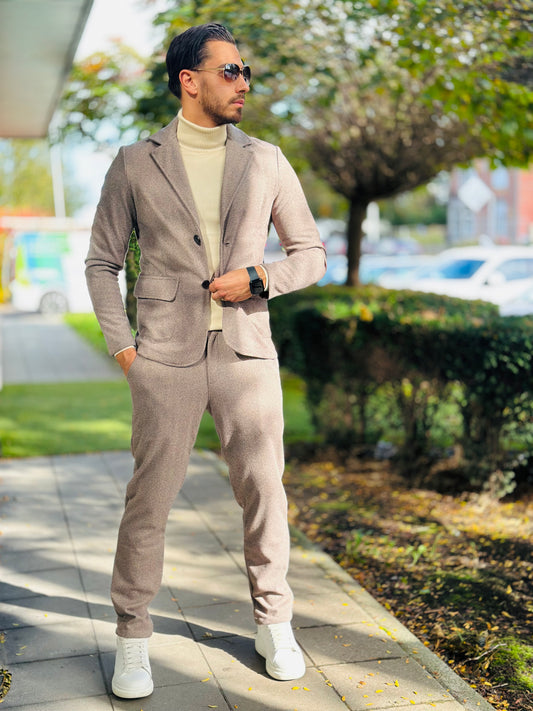 ENSEMBLE BLAZER TAUPE CHINÉ