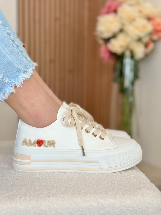 SNEAKERS «amour » BLANC