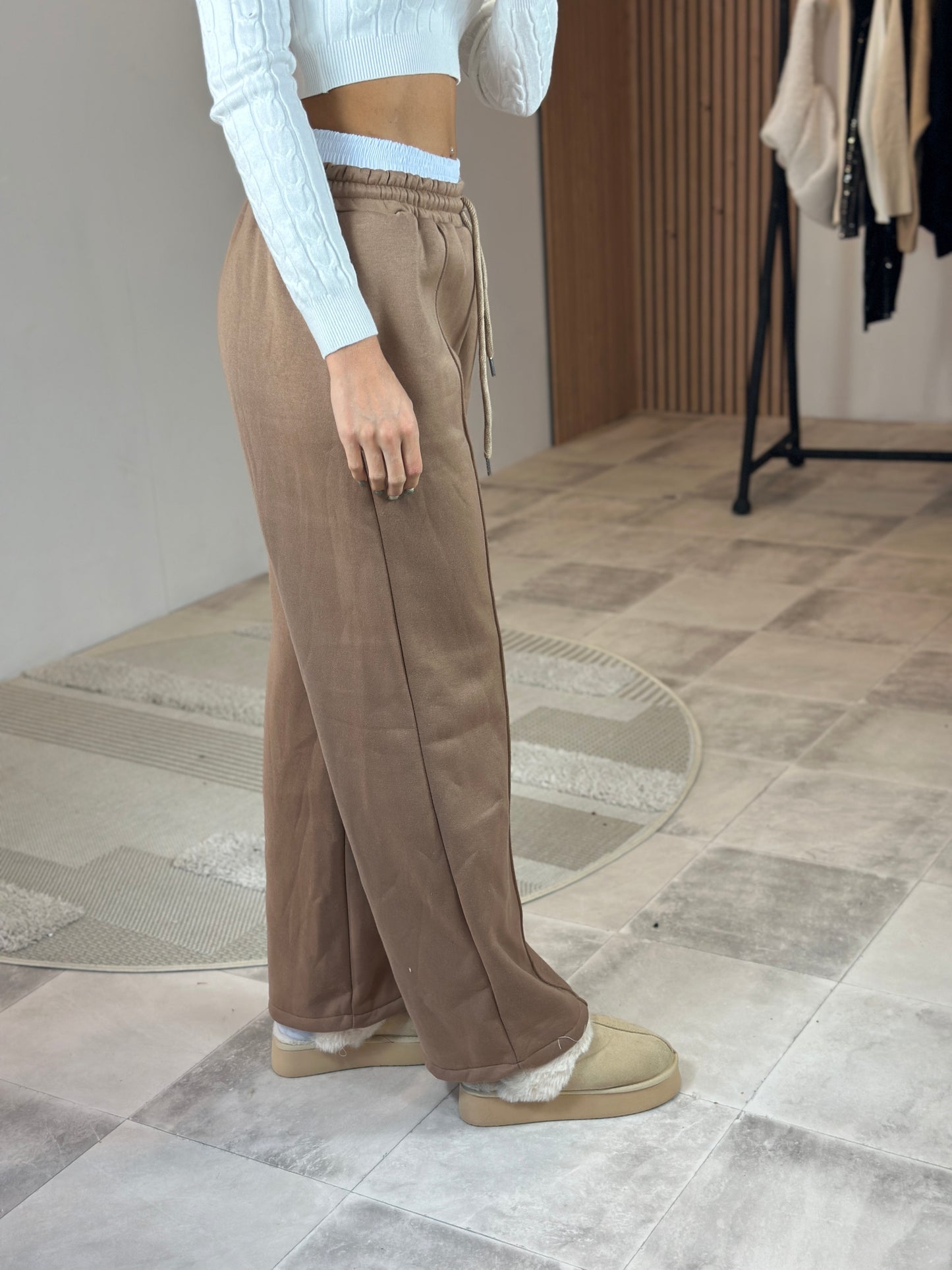 PANTALON MOLLETONNÉ TAUPE