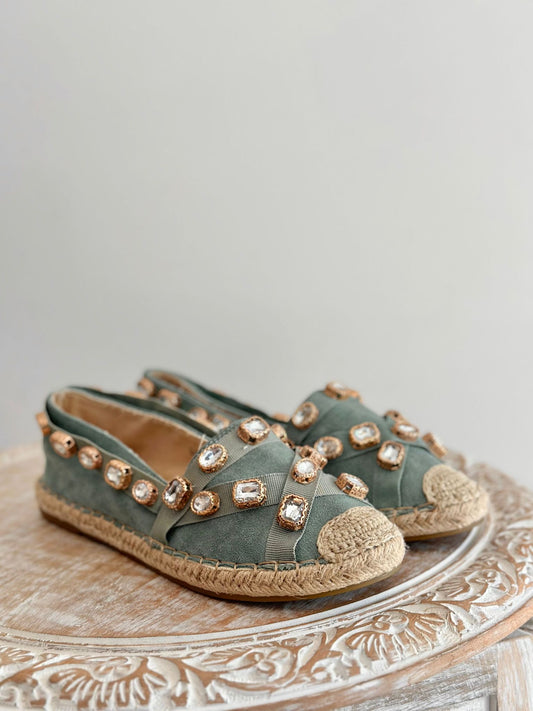 ESPADRILLES STRASS MENTHE