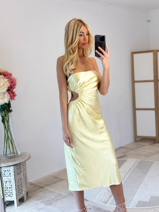 ROBE SATINÉE JAUNE