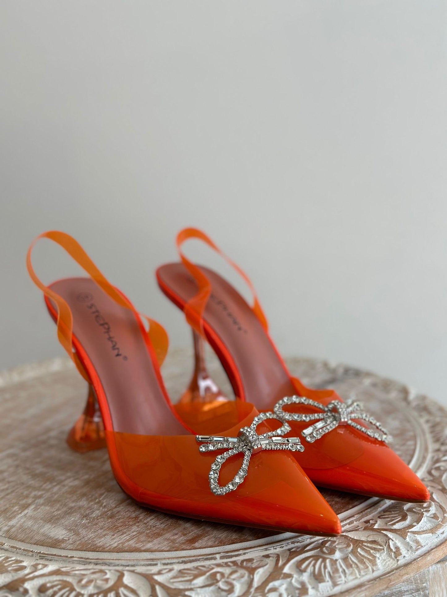 ESCARPINS NOEUD STRASS ORANGE